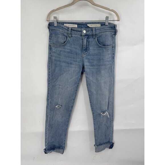 Pilcro & The Letterpress Em Relaxed Jean Blue Wash Denim Women 25 Crop Straight - Picture 1 of 9